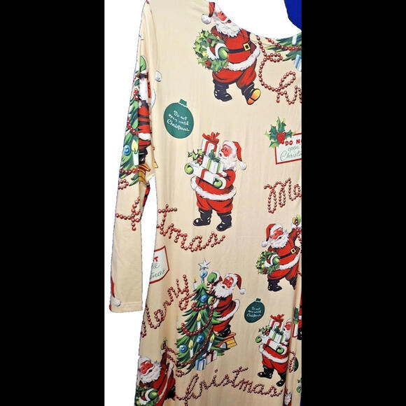 New Holiday Dress Maxi Cotton Stretch Retro Festive, Size Large **So Cute** - Picture 8 of 8
